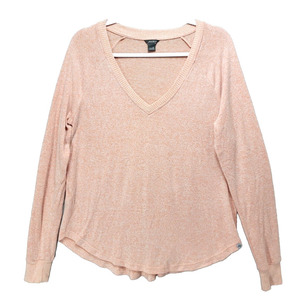 Eddie Bauer Sweater Women M Pink Pullover Outdoors Casual Stretch Casual Granola
